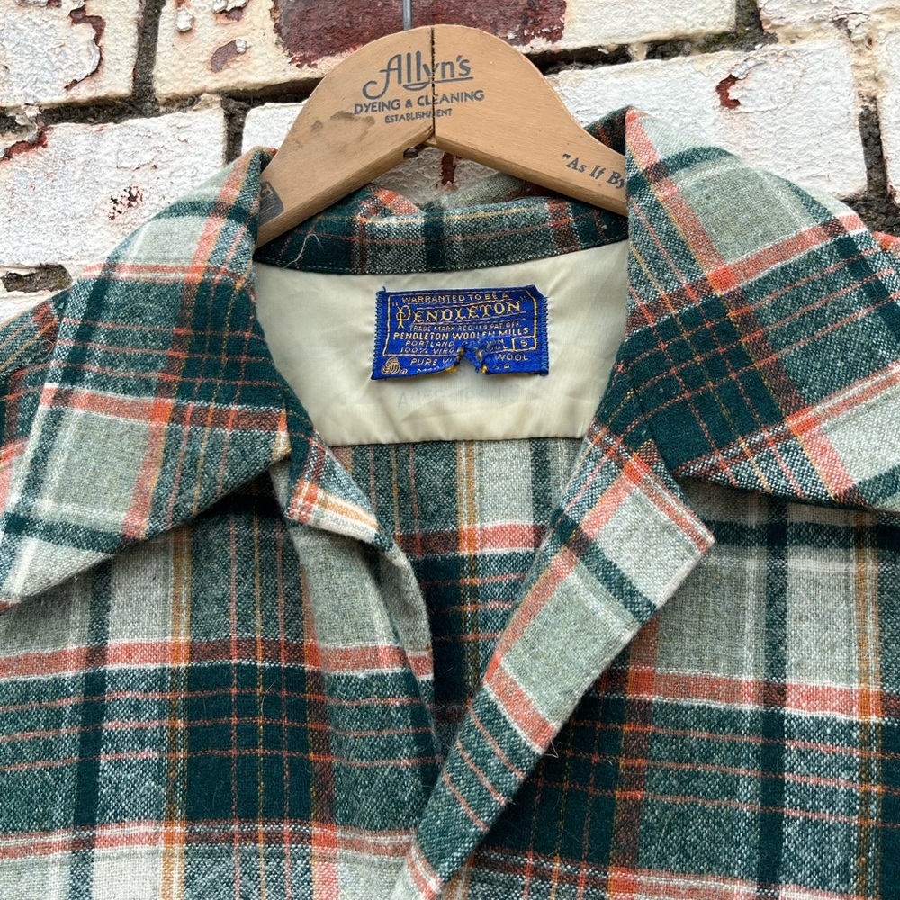 Vintage 1960 Green Plaid Pendleton Wool 49er Button up Shirt Top Men S Women M - Picture 5 of 11